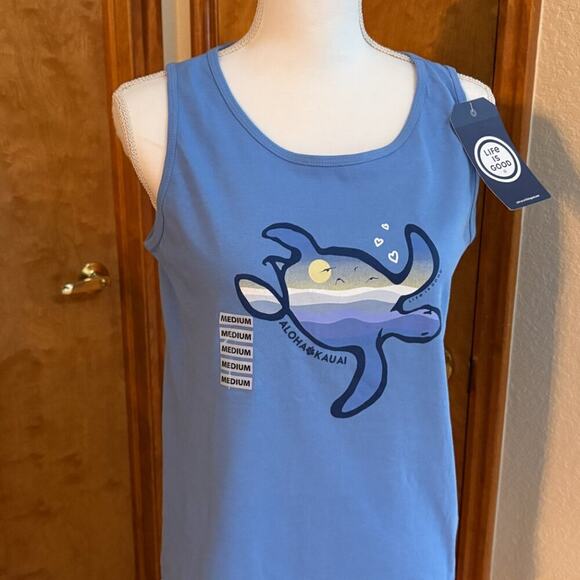 Women's Life is Good Kauai, HI Sea Turtle High-Low Crusher Tank, Size M,… - Picture 2 of 15
